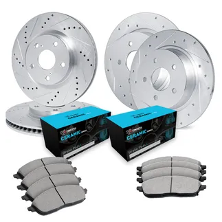 R1 Concepts WGWN2-74009 E- Line Series Brake Rotor - D/S - Silver W/ Ceramic Pads